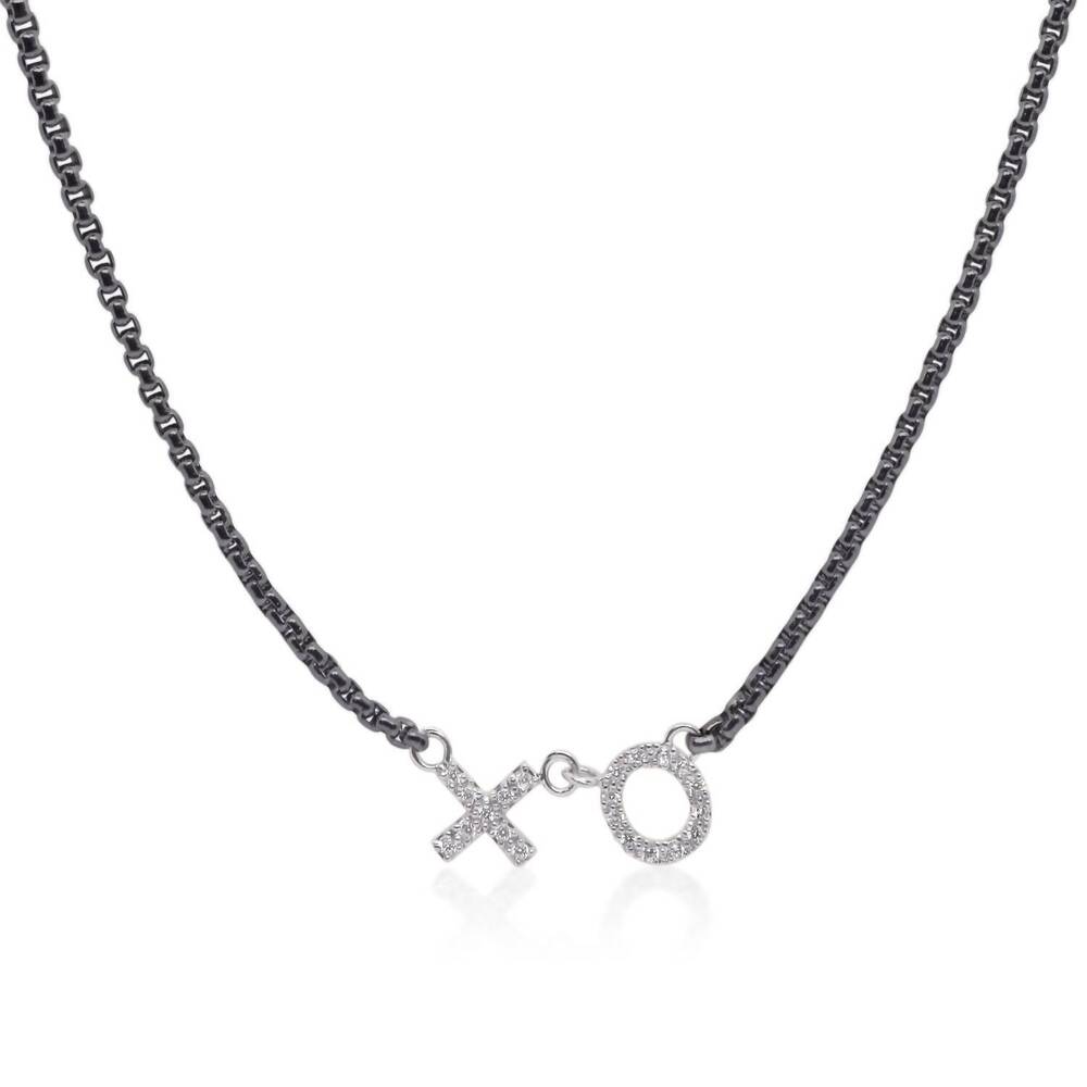 NEW DISC women's expressions of love xo necklace in grey